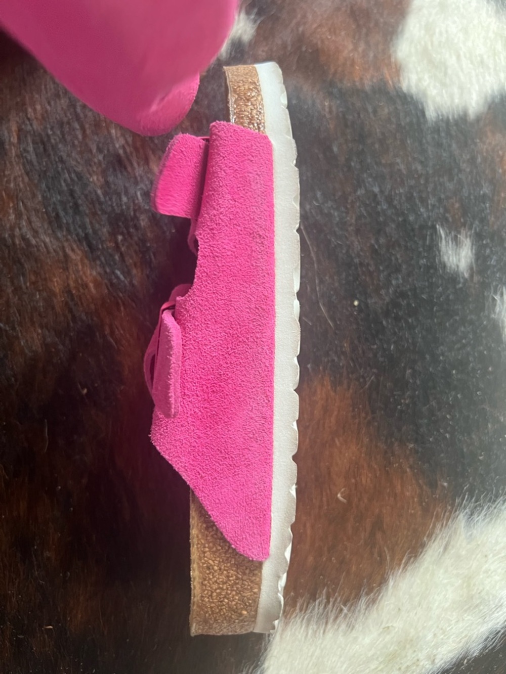 Birkenstock Pink Suede Double-Buckle Slide Sandals - Picture 4 of 5